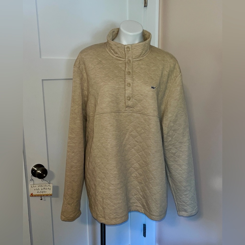 Vineyard Vines Tan Quilted Pullover